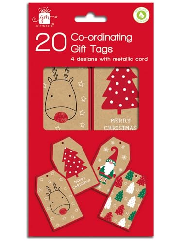 Geschenkanhänger für Weihnachten, Kraftpapier, braun, skurril, festliches Design, umweltfreundlich, 20 Stück von Giftmaker