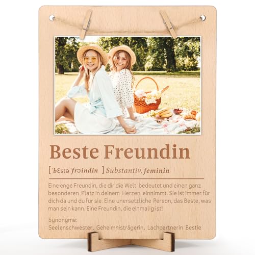 Giftota Beste Freundin Geschenk Bilderrahmen mit Holz Klammern und Leine, DIY Fotorahmen, Geschenke für Freundin zum Geburtstag, Weihnachten von Giftota