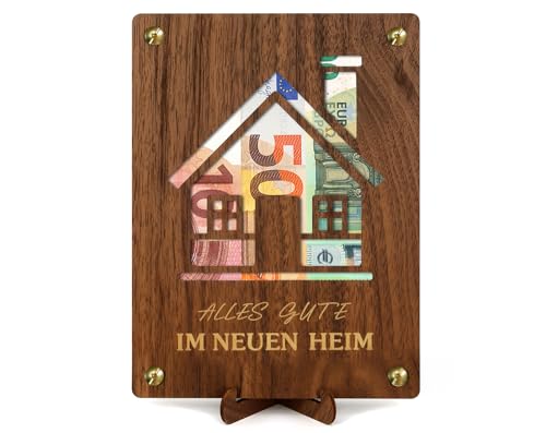 Giftota Einzugsgeschenke Wohnung, Neues Zuhause Geschenk, Einweihungsgeschenk Haus, Geldgeschenk aus Holz mit Grußkarten von Giftota