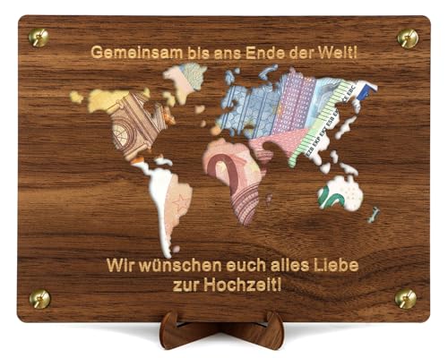 Giftota Geldgeschenk Hochzeit, Weltkarte Geldgeschenk, Hochzeitsgeschenke für Brautpaar, Geldgeschenke Verpackung mit Hochzeitskarte von Giftota