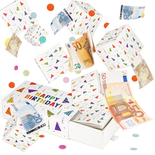 Giftota Geldgeschenke Geburtstag, Upgrade DIY Überraschungsbox, Happy Birthday Pop Up Explosionsbox mit Konfetti, Geschenkbox Geburtstag für Eltern, Liebhaber und Freunde von Giftota