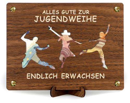 Giftota Jugendweihe Geldgeschenke Holz, Jugendweihe Geschenke Mädchen Junge, Geldgeschenke Verpackung mit Glückwunschkarte von Giftota