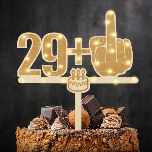 Giftota Lustige Cake Topper 30. Geburtstag Holz mit LED Lichterkette - 30. Geburtstag Deko - Tortendeko 30. Geburtstag - Kuchen Deko für 30. Geburtstag Frauen Männer von Giftota