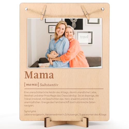 Giftota Mama Geschenk Bilderrahmen mit Holz Klammern und Leine, DIY Fotorahmen, Geschenke für Mama zum Geburtstag, Weihnachten von Giftota