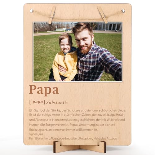 Giftota Papa Geschenk Bilderrahmen mit Holz Klammern und Leine, DIY Fotorahmen, Geschenke für Papa zum Geburtstag, Weihnachten von Giftota