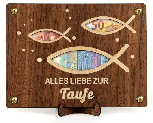 Giftota Taufgeschenk Geldgeschenk Holz, Taufgeschenke für Mädchen, Taufgeschenke Jungen, Geldgeschenke Verpackung mit Taufkarte von Giftota