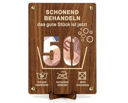 Giftota Witzige 50. Geburtstag Geldgeschenke Holz mit Geburtstagskarte, Geschenke zum 50 Geburtstag Mann Frau, 50. Geburtstag Geschenkverpackung von Giftota