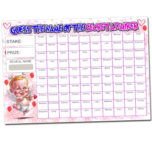 Gifts and Temptations Valentins-Themed Secret Admirer Game Scrtach Card, A4 Size, 100 Spieler, Rubbel-Spendenaktion von Gifts and Temptations