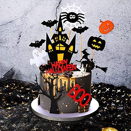 11 Stück Halloween Cake Topper Cupcake Topper Spukhaus Kuchen Topper Halloween Kuchen Dekoration Geist Kuchen Dekoration Kürbis Cupcake Dekoration für Zauberer Party Geist Party Spinne Party von Giga Gud