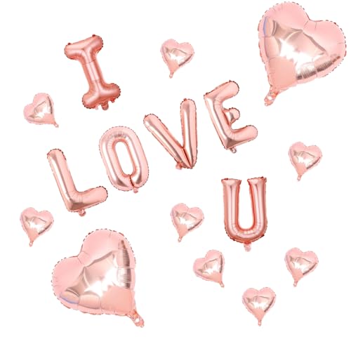 40,6 cm große Xoxo Love Buchstaben Pink Rot Folienballons (XOXOLOVE) (I LOVE U ROSE GOLD) von Giga Gud