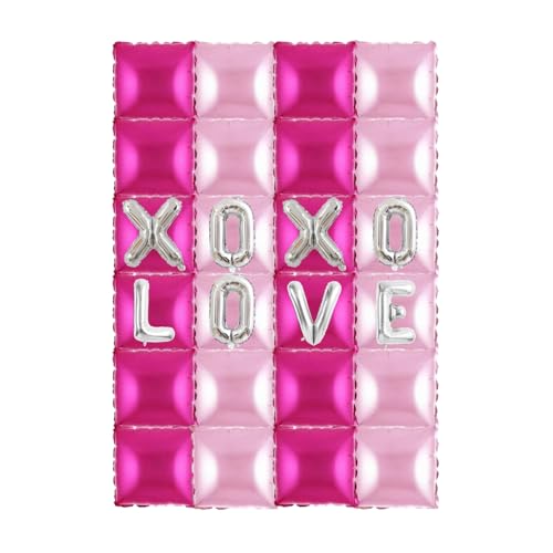 XOXO LOVE Buchstaben Pink Rot Folienballons (XOXOLOVE) (Rosa + Silber + XOXO + Liebe + Wand) von Giga Gud