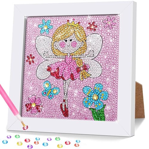 Gigflpyo Diamond Pasted Painting Kinder Mit Holzrahmen, 5D DIY Diamond Pasted Painting Set, Diamant Mosaikherstellung Painting Bilder Cartoon, Diamant Bilder Arts Craft für Home Wand Decor 18x18 cm von Gigflpyo