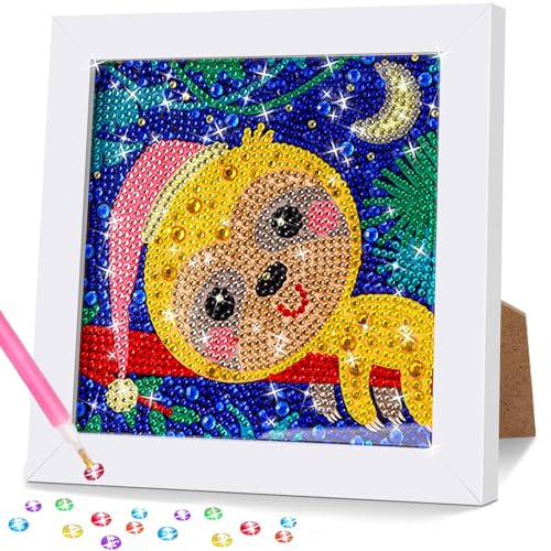 Gigflpyo Diamond Pasted Painting Kinder Mit Holzrahmen, 5D DIY Diamond Pasted Painting Set, Diamant Mosaikherstellung Painting Bilder Cartoon, Diamant Bilder Arts Craft für Home Wand Decor（Affen） von Gigflpyo