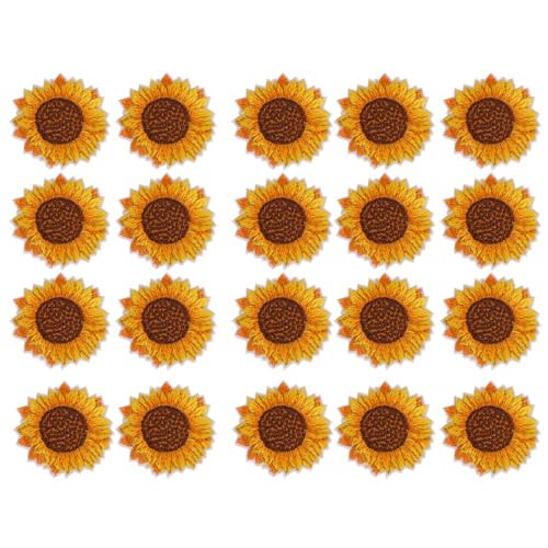 Gigicial 20 Stück bestickter Aufnäher mit Sonnenblumenmuster zum Aufnähen und Aufbügeln, niedliche Aufnäher/Aufnäher mit bestickten Applikationen für Jacken, Hüte, Rucksäcke, von Gigicial