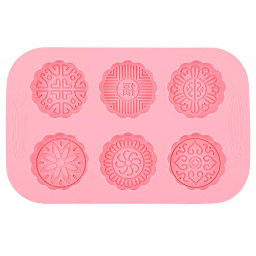 Gigicial Mooncake mit 6 Mulden, 9,7 x 16 cm, handgefertigte Seife zum Selbermachen, zum Backen, für Kekse, Schokolade, Silikon-Seifenstück von Gigicial