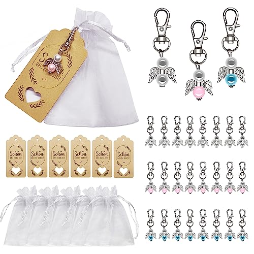 24 Stück Schutzengel Anhänger, Gastgeschenke Taufe Hochzeit mit Organza Tasche und Kraftpapier Anhänger, für Kommunion Gastgeschenke Konfirmation Taufe Geschenk Abschied von Gigmeta