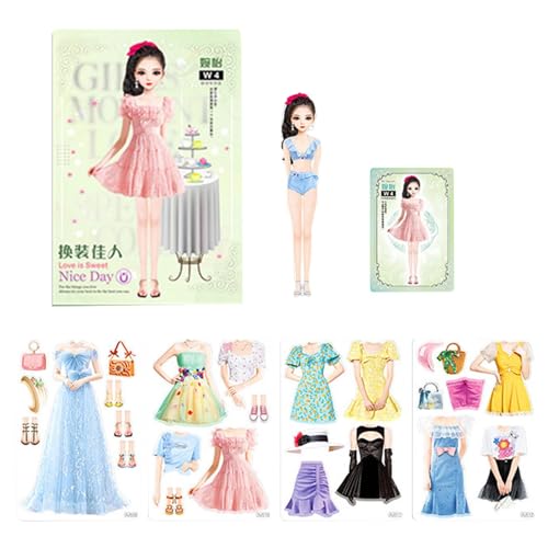 Gihioue Anzieh-Stickerbücher für Mädchen, Sticker-Aktivitätsbuch Prinzessin | Magnetisches Prinzessinnen-Ankleidebuch aus Papier | Pretend Dress Up Dolls, magnetisches Dress Up Stickerbuch für Mädchen von Gihioue