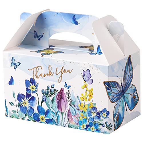 Giiffu Partei behandeln Boxen, Goodies Favor Box für Kindergeburtstag Partei begünstigt, Hochzeiten, Baby Dusche, 16 x 8,9 x 8,9 cm Floral Box, Glitter Dankeschön behandeln Box (blau Schmetterlinge) von Giiffu