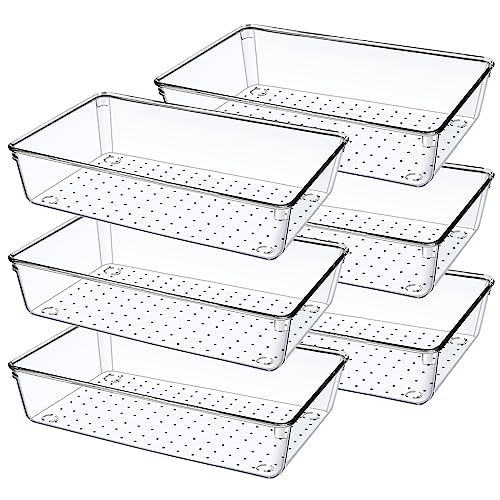 6 Stücke Klar Schubladen Organizer, Orgenizerboxen Schminktisch Sortierbox Schubladen Ordnungssystem, Make Up Badezimmer Drawer Organizer, für Küchen, Kosmetik, Schreibtisch, Büro, Bad Schublade von Giklux