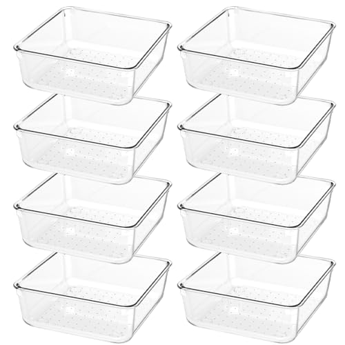 8 Stücke Klar Schubladen Organizer, Orgenizerboxen Schminktisch Sortierbox Schubladen Ordnungssystem, Make Up Badezimmer Drawer Organizer, für Küchen, Kosmetik, Schreibtisch, Büro, Bad Schublade von Giklux