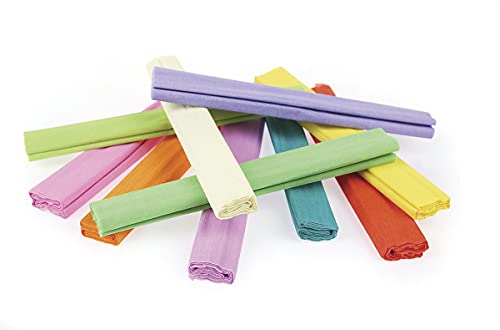 Gimboo - Pastel Krepppapier 10 Rollen 25x200 cm Sortiert/Kreppband Bunt Bänder Crepe Paper/ideal für Kreativen Hobbies/ 1 Pack - 10 Rollen/Farbig sortiert von gimboo