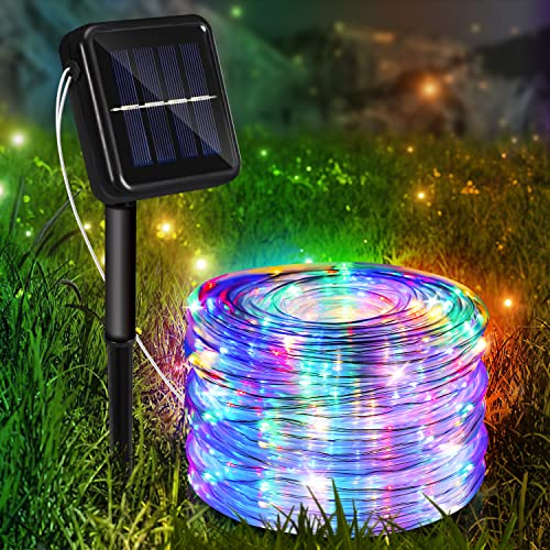 Gimisgu Solar Lichtschlauch Lichterkette, 10M 100 LEDs Lichterschlauch Außen Wasserdicht, 8 Modi Außenlichterkette Mehrfarbig, Solarlichterkette Deko für Garten Balkon Hof Hochzeit Party von Gimisgu