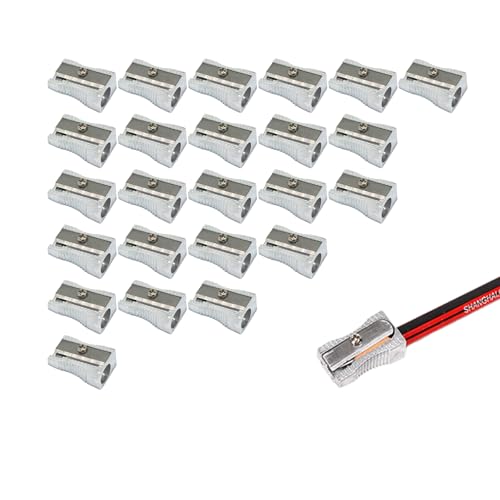 Bleistift Anspitzer,24 Stück Anspitzer Manuelle Metall Ein Loch Anspitzer Aluminiumlegierung Kleine Metallkeilspitzer Handheld Mini Bleistiftspitzer für Bürobedarf für Zuhause,Schule und Büro von Ginddy