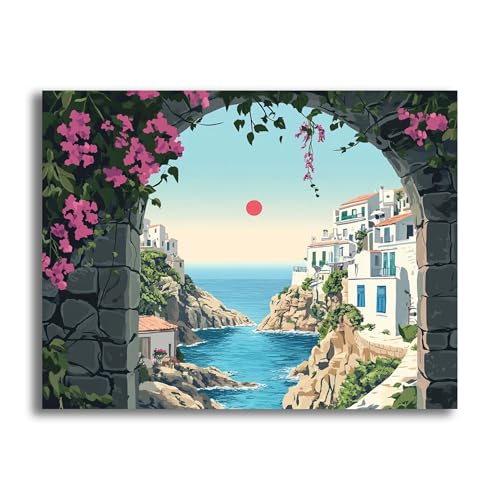 Ginfonr DIY Diamond Art Painting Zubehör Landschaften Set Full, 5D Diamant Painting Tiere/Frauen Bilder Kit Crystal Rhinestone Embroidery Decoration Für Home Wall Décor 30x40 cm 27819 von Ginfonr