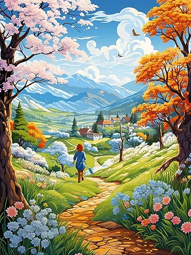 Ginfonr DIY Diamond Painting Zubehör Landschaft Set Full, 5D Diamant Painting Land Bilder Kit Crystal Rhinestone Embroidery Decoration Für Home Wall Décor 30x40 cm von Ginfonr