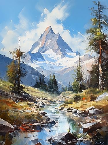 Ginfonr DIY Diamond Painting Zubehör Verschneite Berge Flüsse Set Full, 5D Diamant Painting Landschaft Bilder Kit Crystal Rhinestone Embroidery Decoration Für Home Wall Décor 30x40cm von Ginfonr