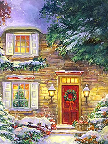 Ginfonr DIY Diamond Painting Zubehör Weihnachten Baum Schnee Set Full, 5D Diamant Painting Winter Snow Christmas Tree Bilder Kit Crystal Rhinestone Embroidery Decoration Für Home Wall Décor 30 * 40cm von Ginfonr