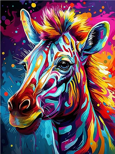 Ginfonr DIY Diamond Painting Zubehör Zebra Buntes Set Full, 5D Diamant Painting Tier Bilder Kit Crystal Rhinestone Embroidery Decoration Für Home Wall Décor 30x40 cm von Ginfonr