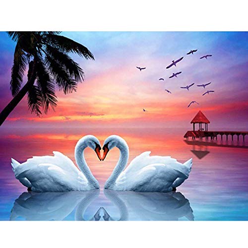 Ginfonr Diamond Painting 5D Diamant Malerei Liebevoller Schwan Nach Anzahl Kits Full Drill Paint Mit Diamonds Arts Wall Decor 30 * 40 cm von Ginfonr