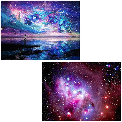 Ginfonr Diamond Painting 5D Diamant Malerei Sternenhimmel Paar Sterne Meer Universum Nach Anzahl Kits Full Drill Paint Mit Diamonds Arts Wall Decor 30 * 40 cm, 2Pack von Ginfonr