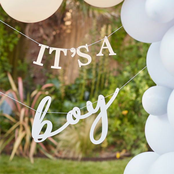 Babyparty-Girlande "It&#039;s a Boy", 2-teilig aus Pappe von Ginger Ray