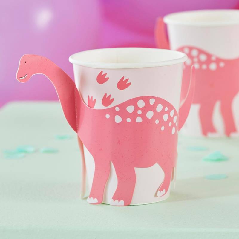 Dinosaurier Pop-Out-Becher aus Pappe, 8 Stück, 266ml von Ginger Ray