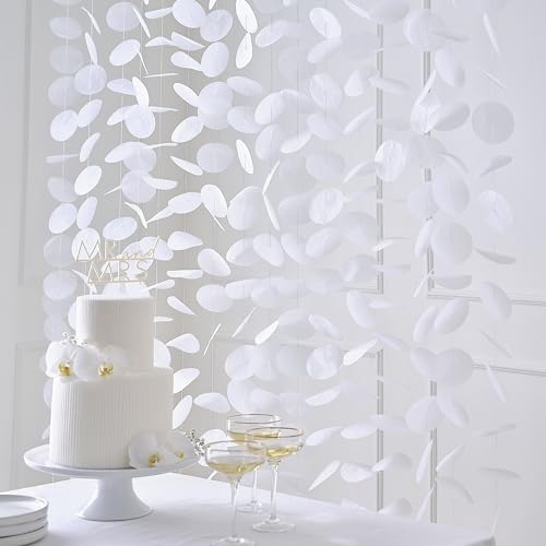 Ginger Ray 16 Strands White Paper Disc Wedding Photo Backdrop Hanging Decoration 1m Length von Ginger Ray