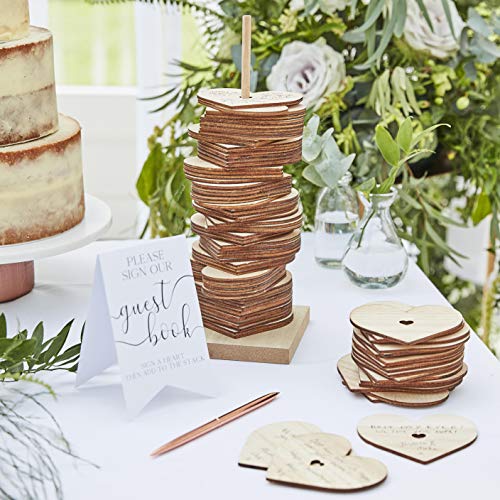 Ginger Ray BR-324 Stacking Heart Guestbook Papier, Holz, Hochzeit von Ginger Ray