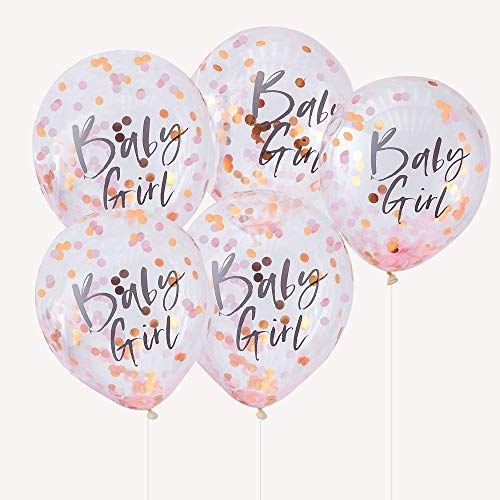 Ginger Ray Ballons mit roségoldenem, glitzerndem Konfetti für Babyparty, Mädchen, dekorative Luftballons, Pink von Ginger Ray