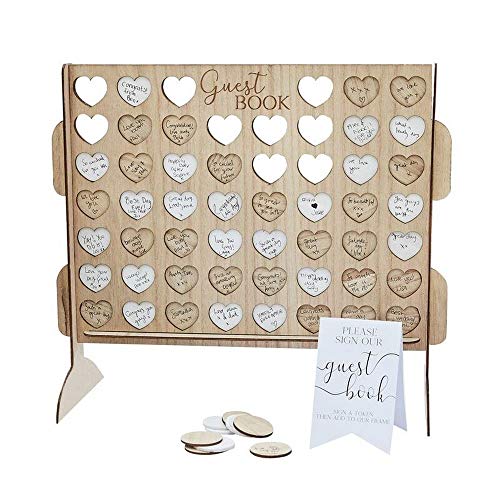 Ginger Ray Drop Top 4 In A Row Alternative Style Guest Book, Holz, Hochzeit von Ginger Ray