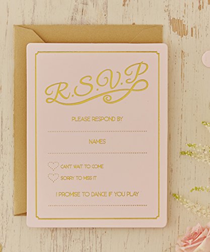 Ginger Ray PP-605 Einladungskarten für Hochzeitskarten 10 Stück, Papier, Rose von Ginger Ray