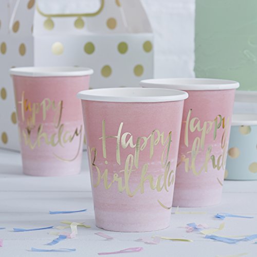 Ginger Ray Geburtstagsparty-Papier mit Goldfolie, Pink, Ombre, 8 Stück von Ginger Ray