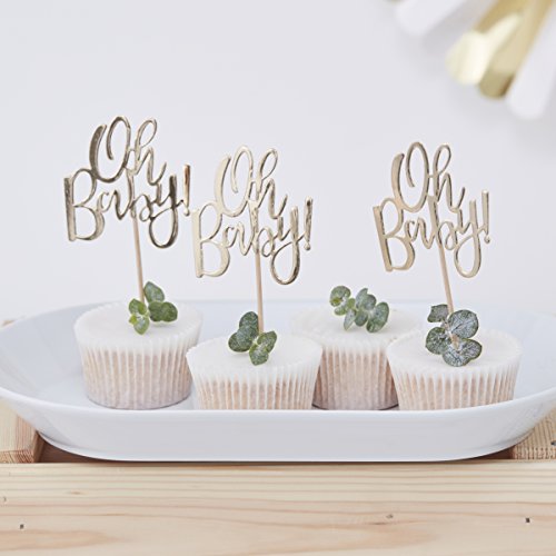 Ginger Ray Gold Foiled Oh Baby Shower 12 Stück von Ginger Ray