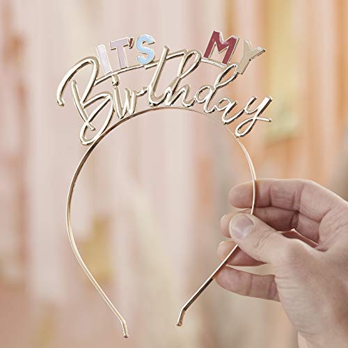 Ginger Ray Goldenes und pastellfarbenes Haarband mit Aufschrift It's My Birthday von Ginger Ray