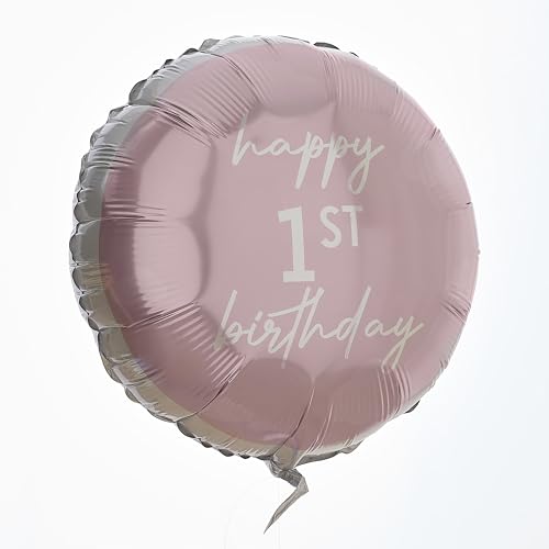 Ginger Ray 'Happy 1st Birthday' Pink Round Foil Balloon Party Decoration 18" von Ginger Ray