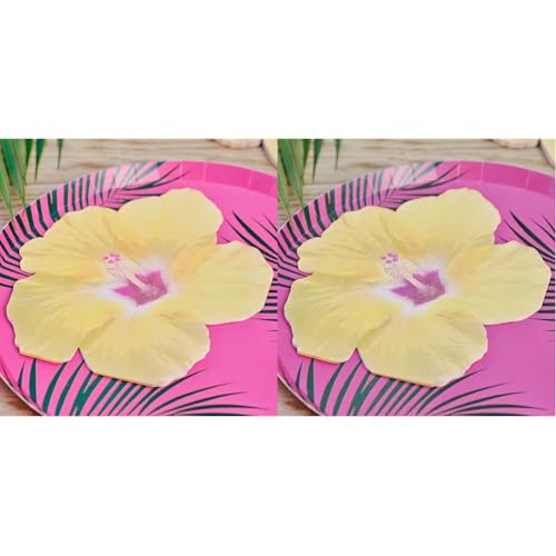 Ginger Ray Hawaiianische Tiki-Papierservietten, tropische Blumen, Gelb (Packung mit 2) von Ginger Ray