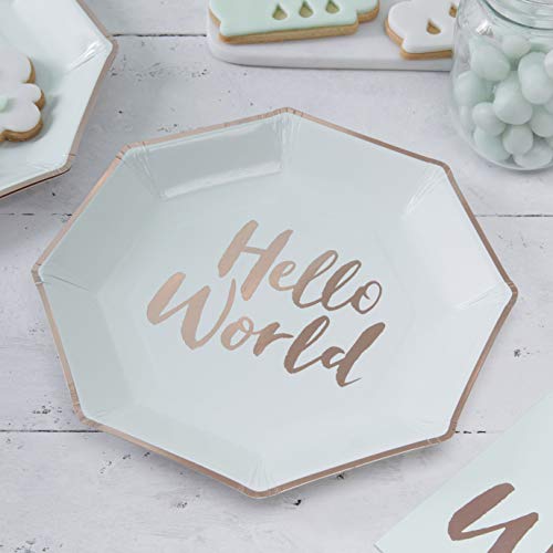 Ginger Ray Hello World Mint and Rose Gold 8 Stück, grün, 23 centimeters von Ginger Ray