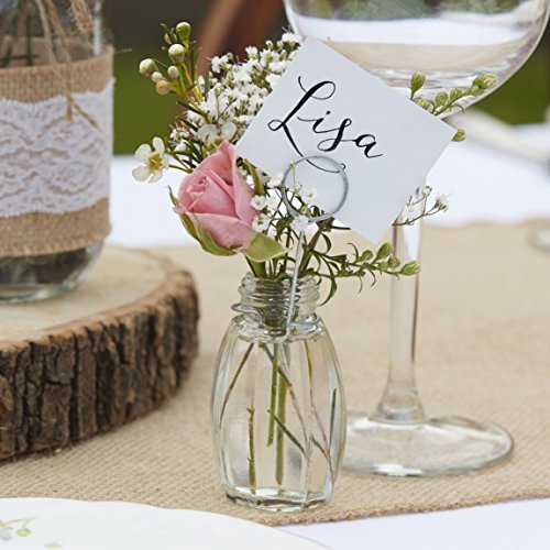 Ginger Ray Mini Glass Vase Place Card Holders and Rustikales Land, Transparent von Ginger Ray