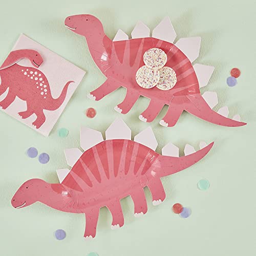 Ginger Ray Party Like a Dinosaur Pappteller, Rosa, 8 Stück, 30 x 16 cm von Ginger Ray