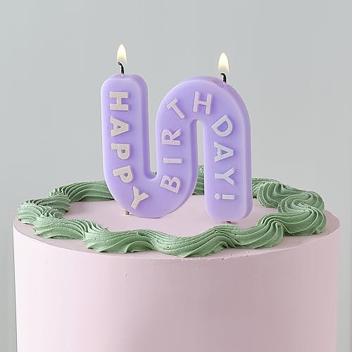 Ginger Ray Pastel Lilac Purple 'Happy Birthday' Cake Candle with 2 Wicks Party Cake Decoration von Ginger Ray